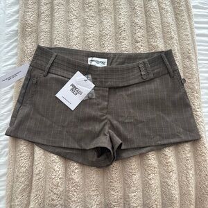 Princess Polly Brown Pinstripe High Waist Shorts